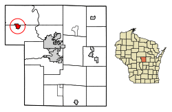 Location of Junction City in Portage County, Wisconsin.