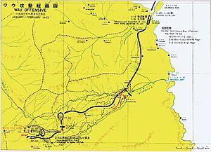 map of Wau area, showing route taken by the Japanese from the coast to Wau