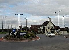 "The Bluebell Inn" and roundabout in Blaxton (geograph 5106310).jpg