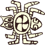 Spider engraved on shell, from Spiro Mounds, near the town of Spiro.