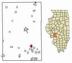 Location of Gillespie in Macoupin County, Illinois