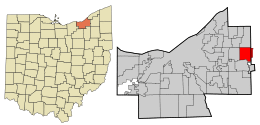 Location in Cuyahoga County and the state of Ohio.