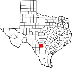 Map of Texas highlighting Medina County