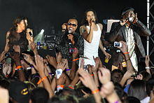 The Black Eyed Peas performing in Paris in 2009.