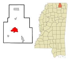 Location of Ripley, Mississippi