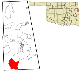 Location within Adair County and the state of Oklahoma