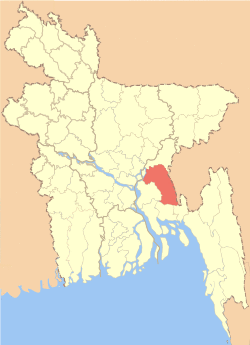 Location of Comilla within Bangladesh