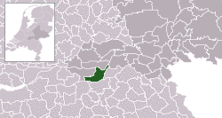 Highlighted position of Maasdriel in a municipal map of Gelderland