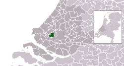 Highlighted position of Vlaardingen in a municipal map of South Holland
