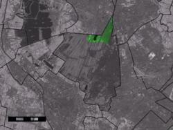 The town centre (dark green) and the statistical district (light green) of Hollandsche Rading in the municipality of De Bilt.