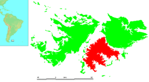 Location of Lafonia within the Falkland Islands.