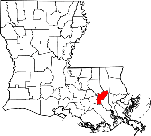 Map of Louisiana highlighting Saint John the Baptist Parish