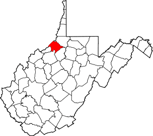 Map of West Virginia highlighting Tyler County