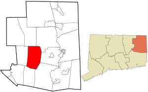Location in Windham County and the state of Connecticut.