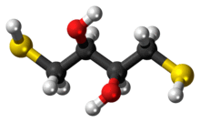 Ball-and-stick model of the dithiothreitol molecule
