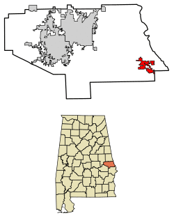 Location of Smiths Station in Lee County, Alabama.