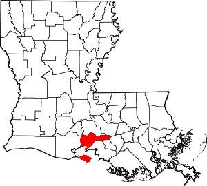 Map of Louisiana highlighting Iberia Parish