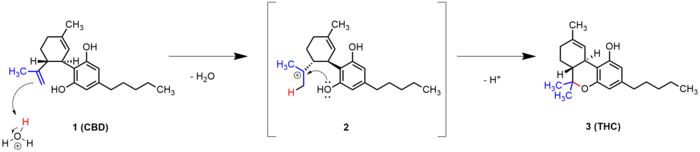 Intramolekulare cyklisierung von CBD zu Δ9-THC