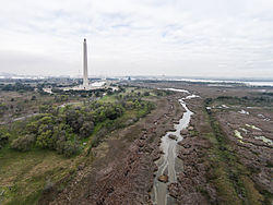 UAV view of the San Jacinto Battlefield site and Texas Monument.jpg