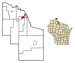 Location of Montreal in Iron County, Wisconsin.