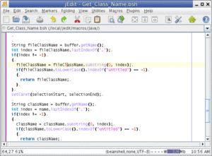 jEdit 4.3 showing Java macro.