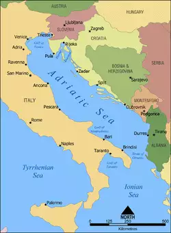 A map of the Adriatic Sea