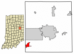 Location of Daleville in Delaware County, Indiana.