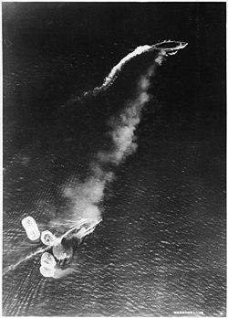 Japanese high-level bombing attack on HMS Prince of Wales and HMS Repulse on 10 December 1941 (NH 60566).jpg