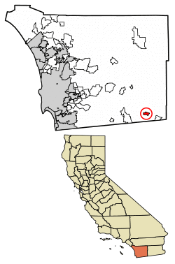 Location of Boulevard in San Diego County, California.
