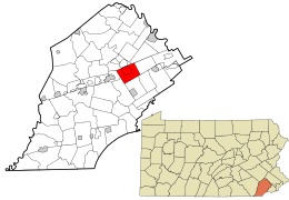 Location in Chester County and the state of Pennsylvania.