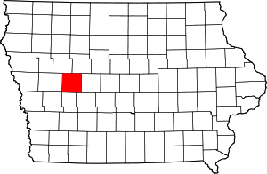 Map of Iowa highlighting Carroll County