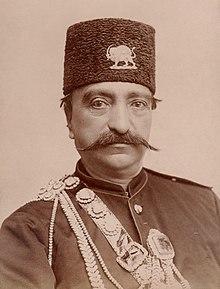 Naser al-Din Shah Qajar, close up, with slight smile by Nadar.jpg
