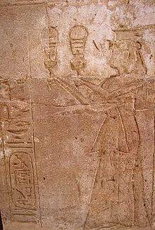 Twosret playing the sistrum at Amada Temple, Nubia