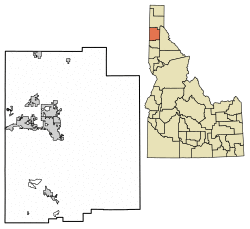 Location of Huetter in Kootenai County, Idaho.