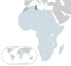 Location of  Tunisia  (dark blue)– in Africa  (light blue & dark grey)– in the African Union  (light blue)