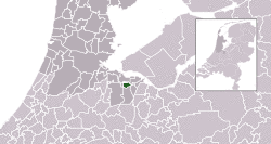 Highlighted position of Bussum in a municipal map of North Holland