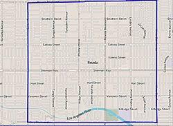 Boundaries of Reseda as drawn by the Los Angeles Times