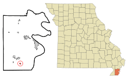 Location of Cooter, Missouri