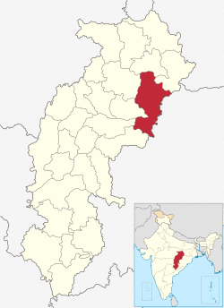Location of Raigarh district in Chhattisgarh