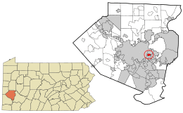 Location in Allegheny County and the state of Pennsylvania.