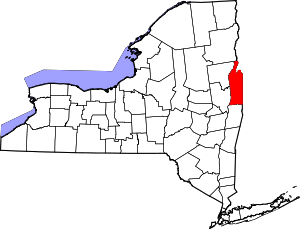 Map of New York highlighting Washington County
