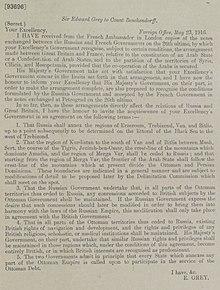 Asia Minor Agreements - Sir Edward Grey, Foreign Office (London) to Count Alexander Konstantinovich Benckendorff (Russian Ambassador to the United Kingdom), 23 May 1916.jpg