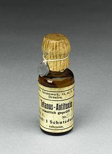 Bottle of tetanus antitoxin, Germany. Full view, graduated g Wellcome L0058962.jpg