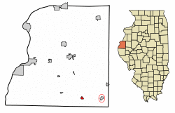 Location of Bowen in Hancock County, Illinois.