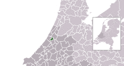Highlighted position of Oegstgeest in a municipal map of South Holland