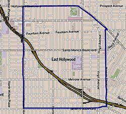 Boundaries of East Hollywood as drawn by the Los Angeles Times