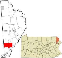 Location in Wayne County and the state of Pennsylvania.