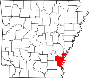 Map of Arkansas highlighting Desha County