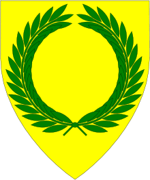 Arms of the Society for Creative Anachronism. Blazon: Or, a laurel wreath vert