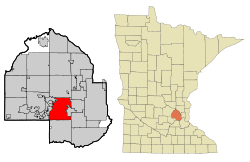 Location of Minnetonka within Hennepin County, Minnesota